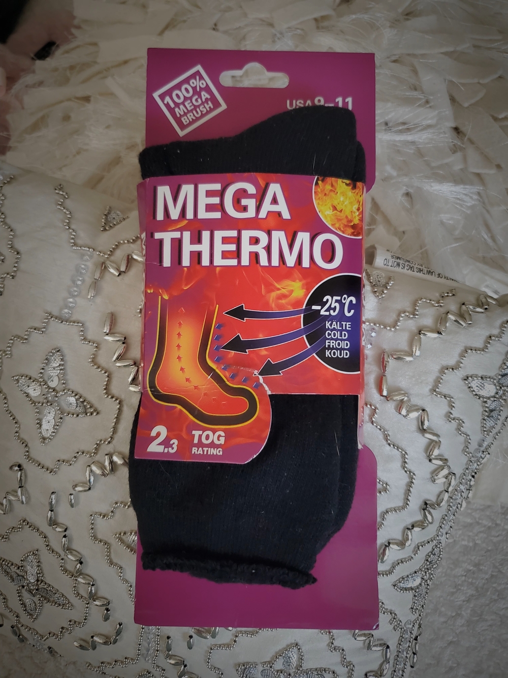 Mega Thermo Men's Athletic Ski Thermal Socks - Black